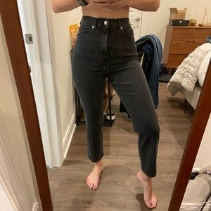 Express Black High Wasted Straight Leg Jeans